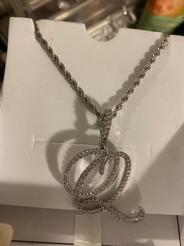 Customer photo review of Luxe Diamond Initial Necklace