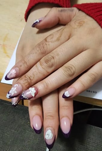 Customer photo review of XCOATTIPS® French - Short Almond Purple Pastel Tips