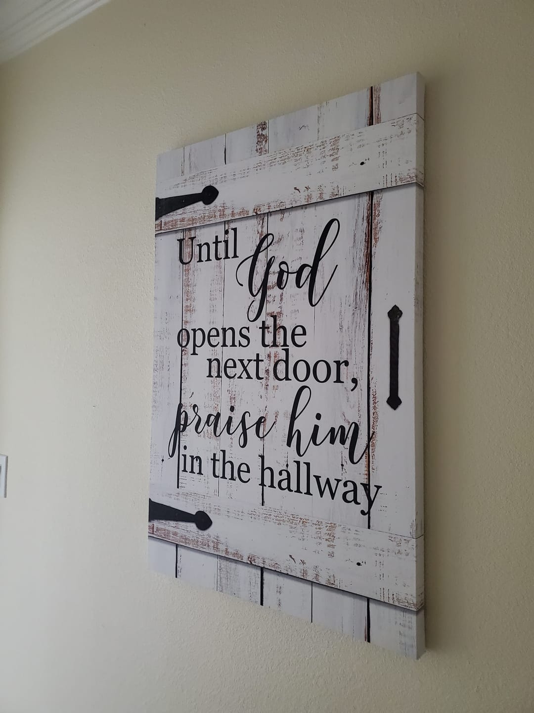 Customer photo review of "Until God Opens The Next Door" Premium Canvas
