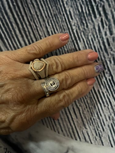 Customer photo review of Rinfit Silicone Rings for Women - New Metal-Framed with 2 Stackable Rings - Silicone Diamond Rings Wedding Bands Women