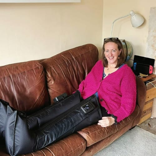 Customer photo review of Air Compression Massager – Wireless Recovery for Leg Circulation & Muscle Relief