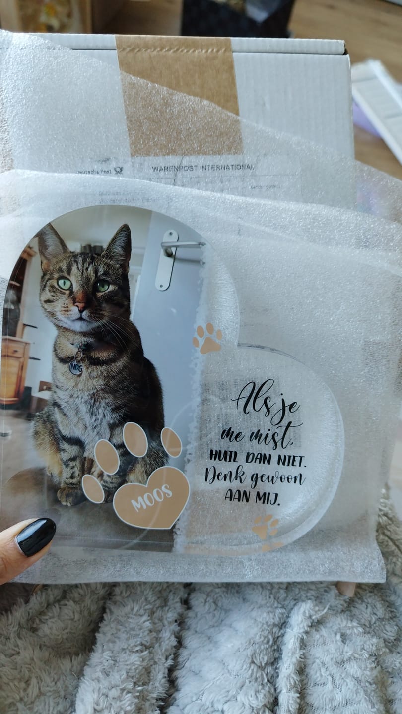 Customer photo review of Als je me mist - Gepersonaliseerd glazen hart