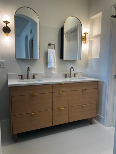 Customer photo review of Asher 60" Natural White Oak Bathroom Vanity, Double Sink