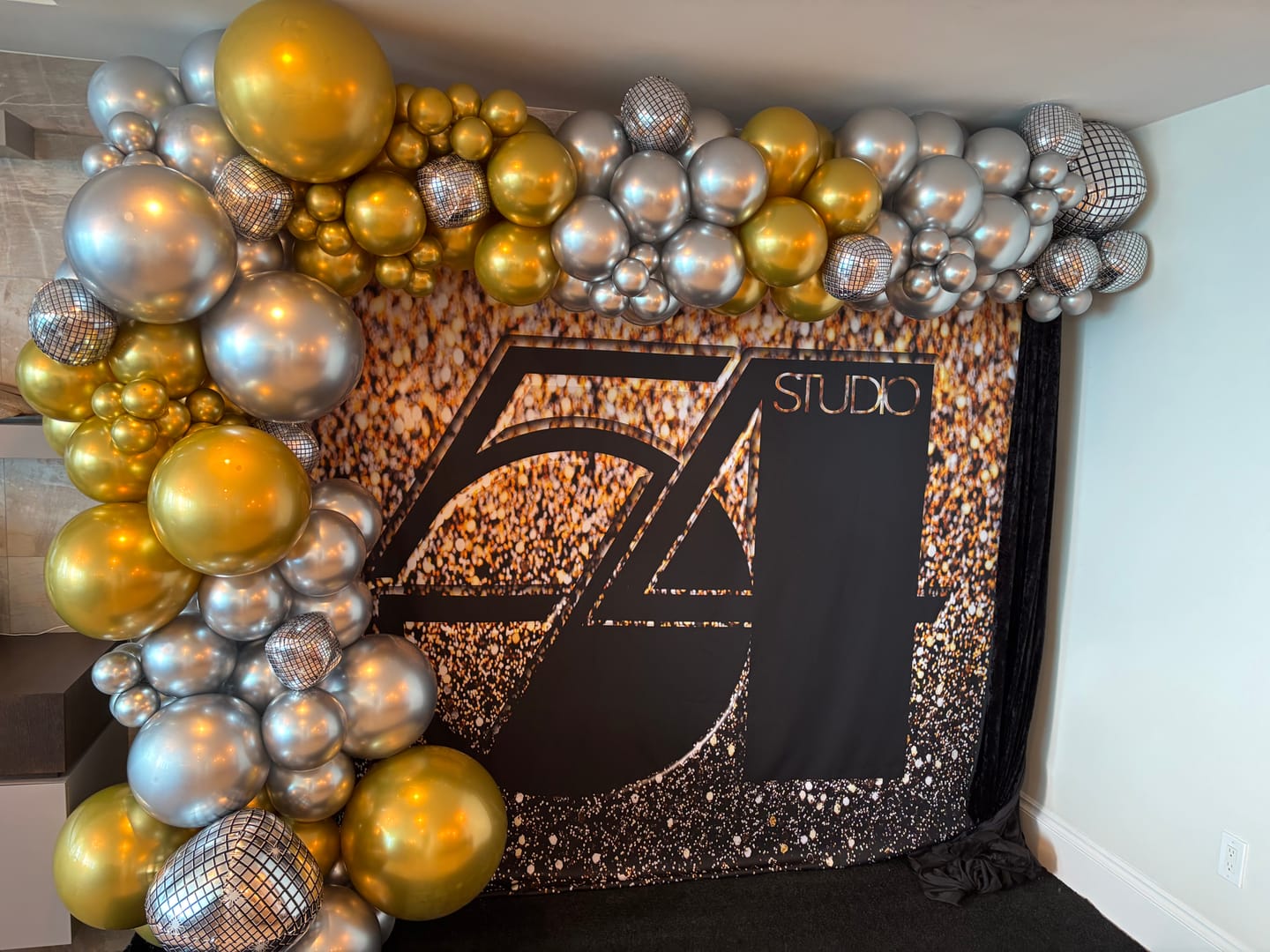 Customer photo review of Studio 54 Birthday Party Photo Backdrop With Floor