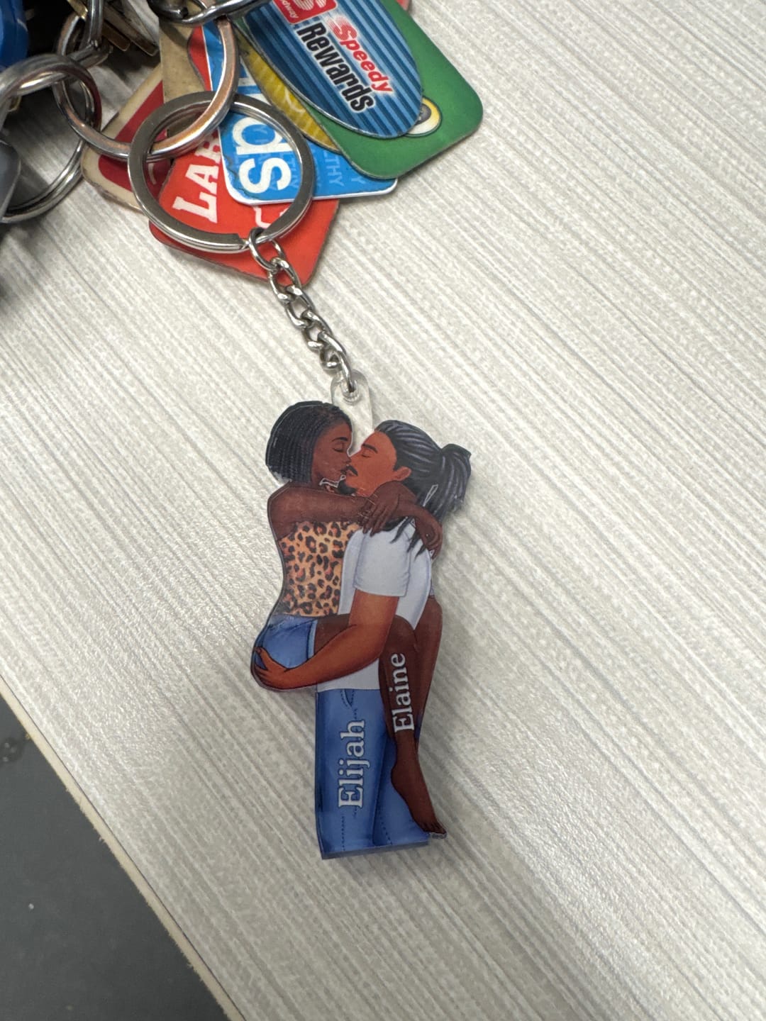 Customer photo review of Couple Kissing - Anniversary Gift For Couples - Personalized Keychain