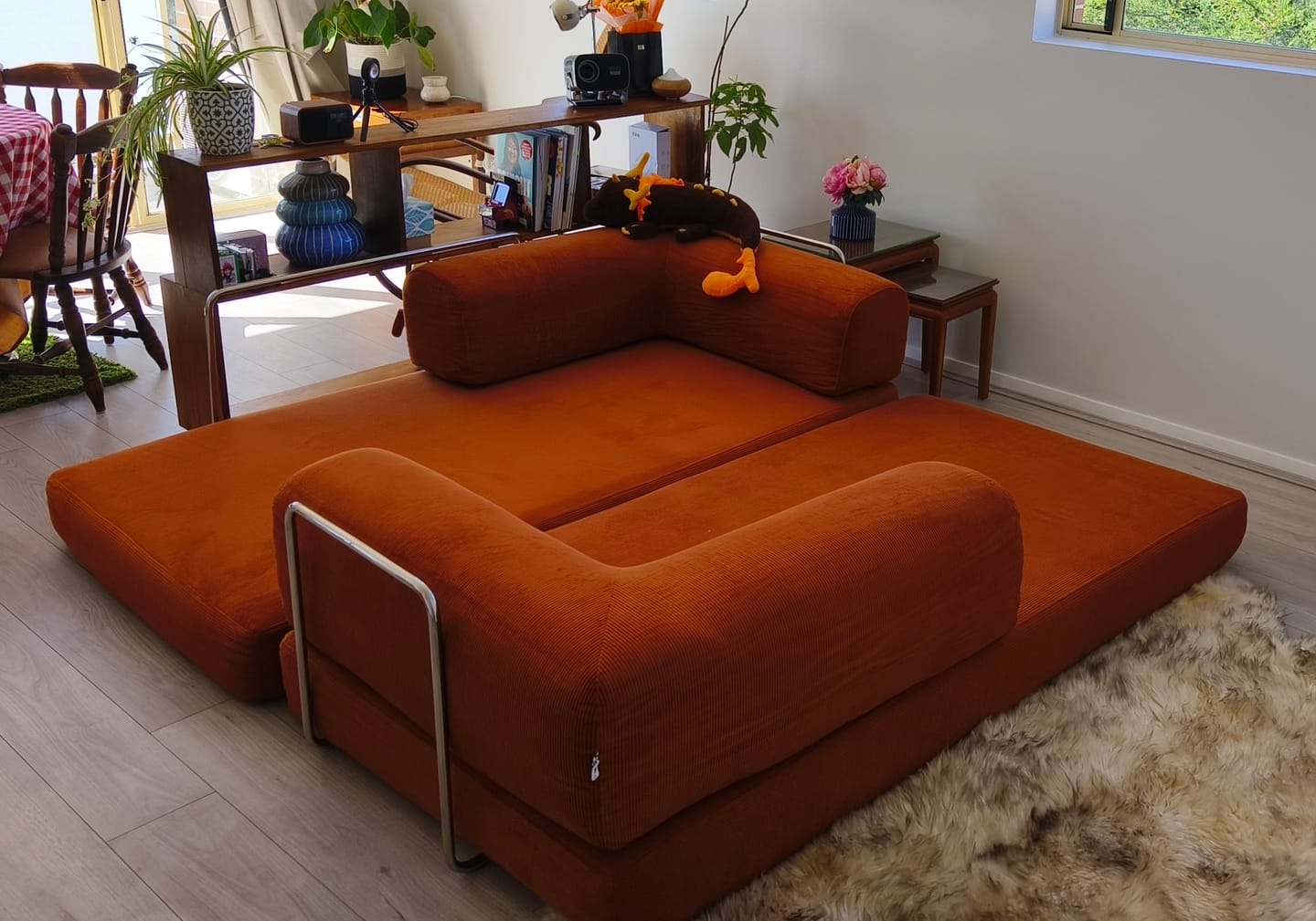 Customer photo review of Nova Sofa Bed-Slim Stripe Edition (Orange)