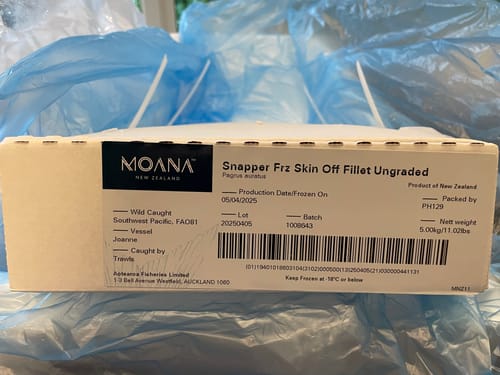 Customer photo review of 5KG Snapper Fillets (Skinned and Boned) Frozen