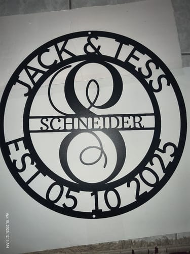 Customer photo review of Elaborate Name - Steel Sign