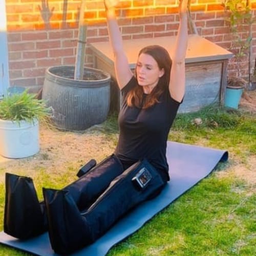 Customer photo review of Air Compression Massager – Wireless Recovery for Leg Circulation & Muscle Relief