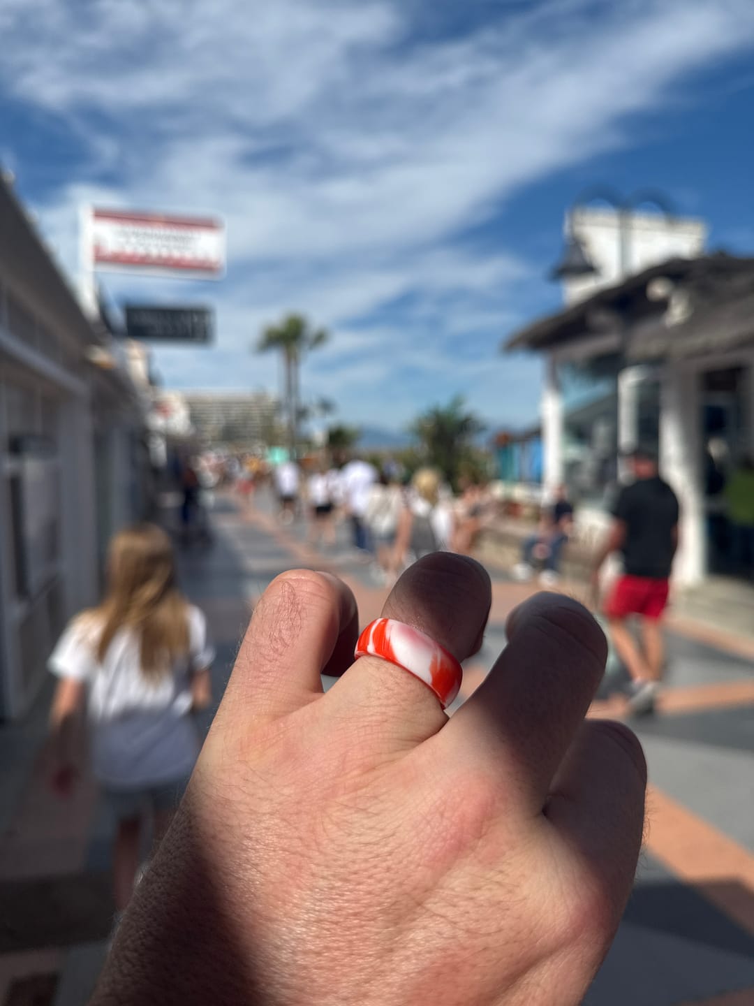 Customer photo review of botthms Orange Camo Stripes Silicone Ring