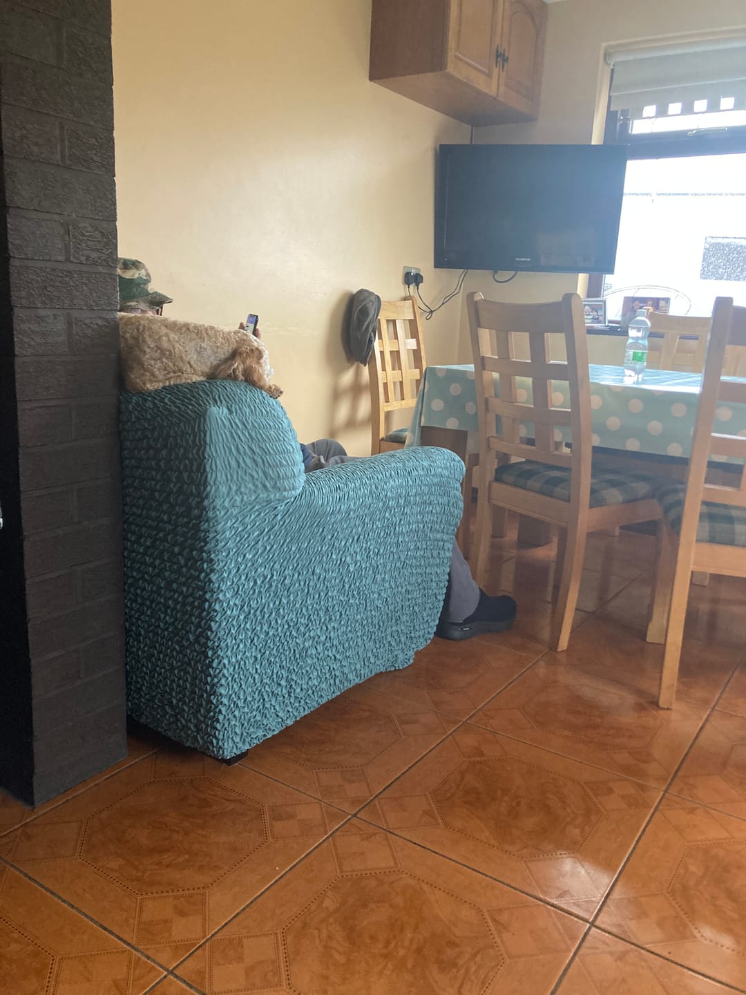 Customer photo review of Arm Chair Cover - Tiffany Blue, Microfibra