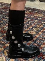 Customer photo review of Knee High Irish Jacob Sheep Socks