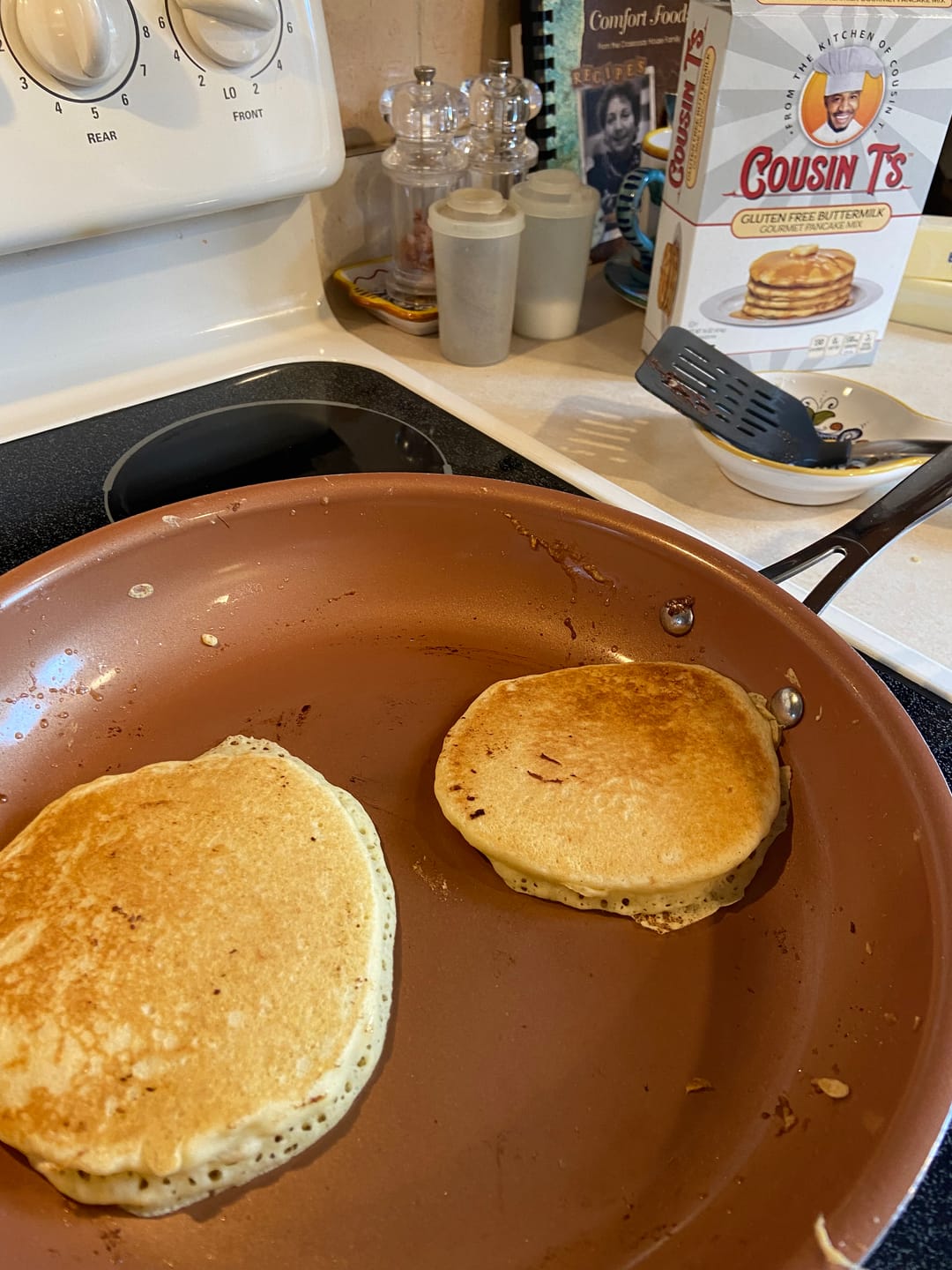 Customer photo review of Cousin T's Gourmet Gluten Free Buttermilk Pancake Mix