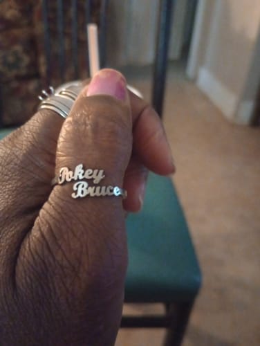 Customer photo review of Personalized Double Name Ring