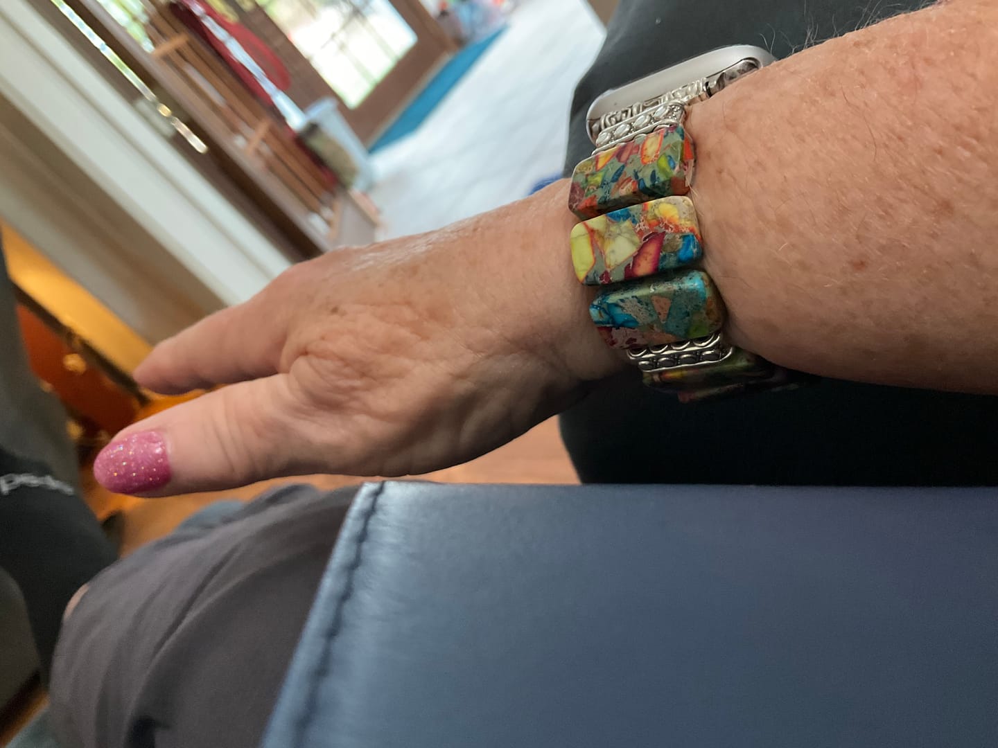 Customer photo review of Chic Flower Stretch Apple Watch Strap