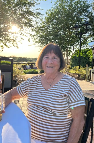 Customer photo review of Striped Pocket Accented V-Neck Tee