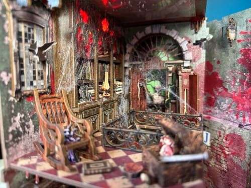 Customer photo review of Haunted Mansion DIY Wooden Book Nook Shelf Insert