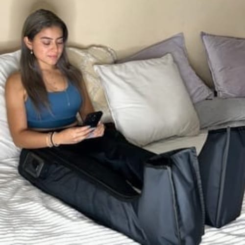 Customer photo review of Air Compression Massager – Wireless Recovery for Leg Circulation & Muscle Relief