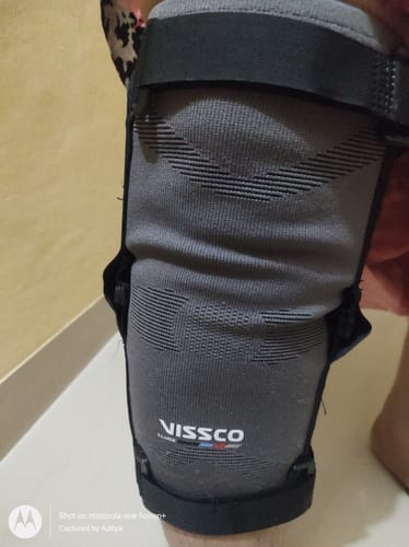 Customer photo review of Hinged Knee Cap | Supports the Knee joint with mediolateral hinges | Color - Grey (Single Piece)