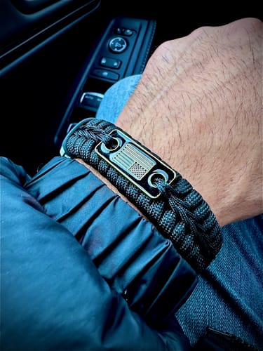 Customer photo review of Never Forgotten Black Paracord Bracelet With Matching Keychain