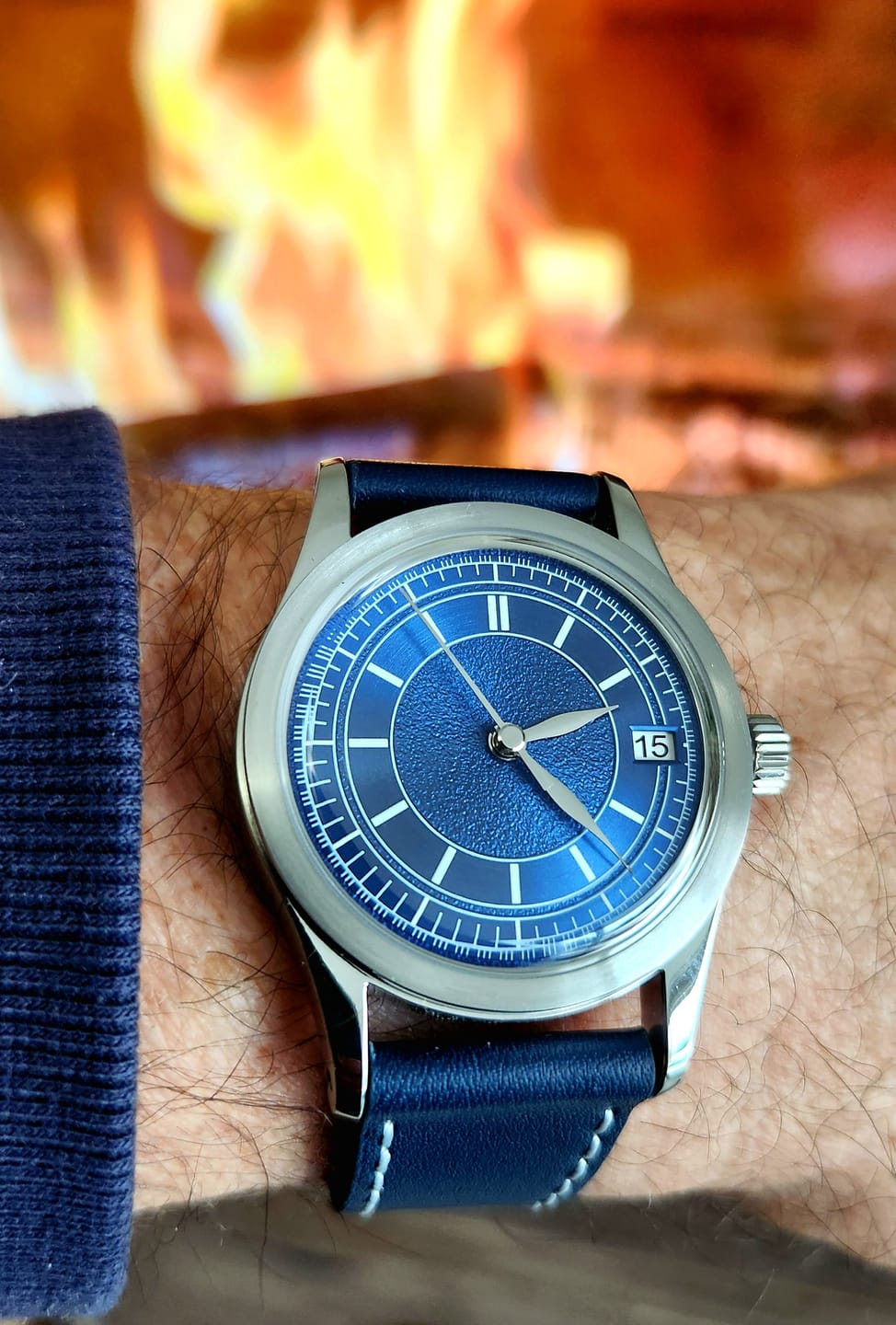 Customer photo review of HOU - 80-Hour Power Reserve Vintage Automatic Watch | Blue
