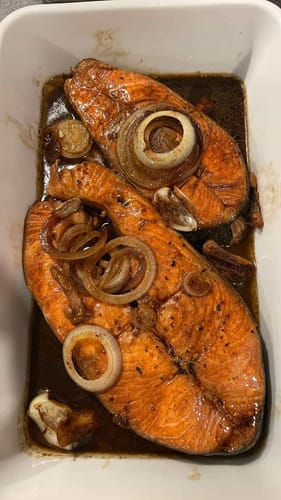 Customer photo review of Fresh King Salmon Steaks 500G