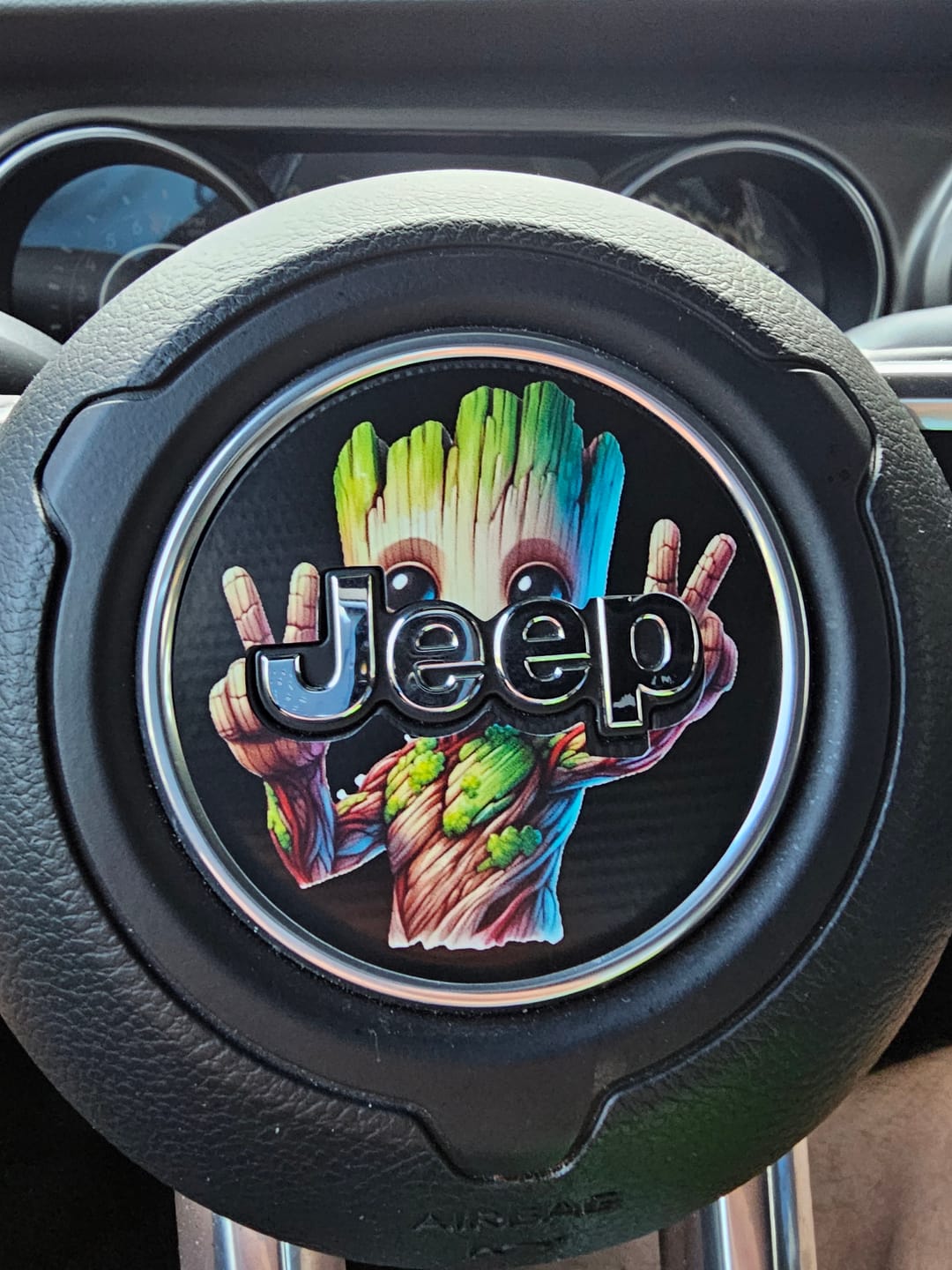 Customer photo review of Design Your Own Steering Wheel Decal for Jeep