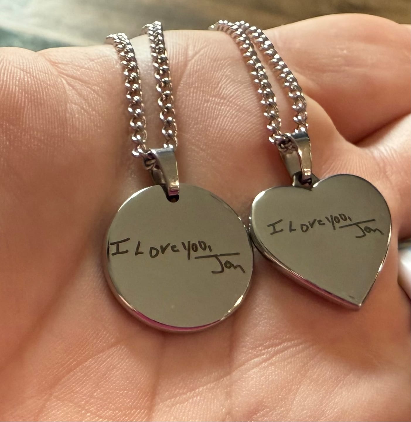 Customer photo review of Custom Handwriting Pendant Necklace