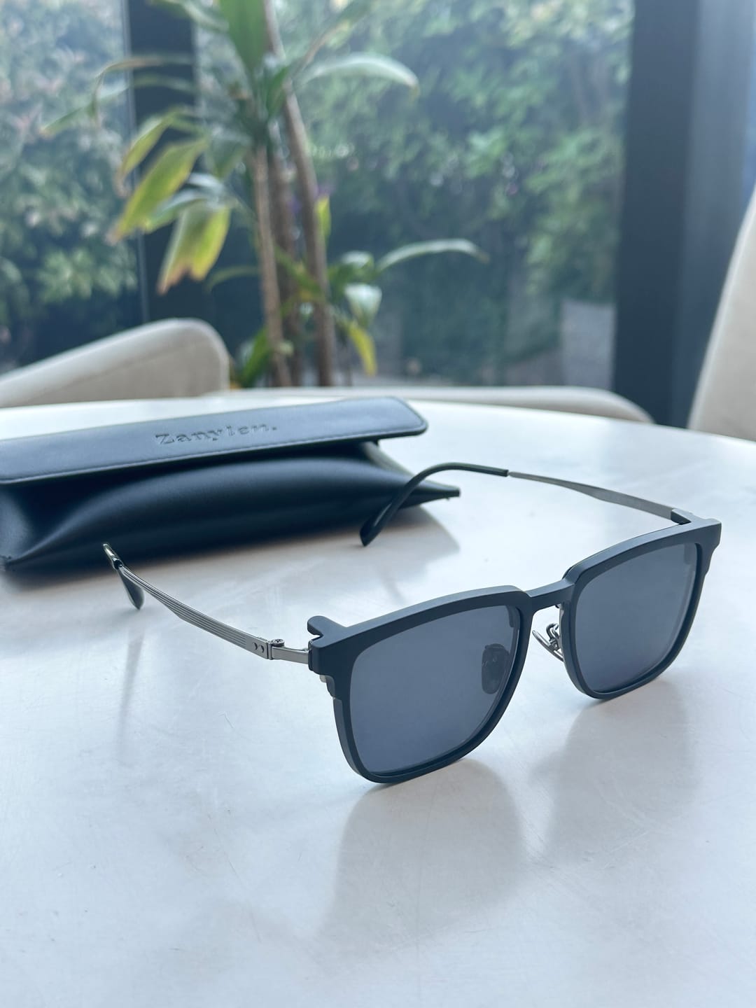 Customer photo review of George | Browline Flip-up Magnetic Clip-on Eyeglasses Sunglasses | ZanyLen Best Sellers