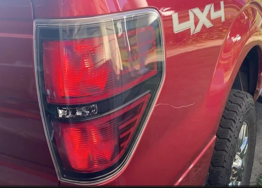 Customer photo review of Black Lens Tail Lights Chrome Housing without light bulbs For 2009-2014 Ford F150