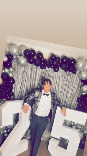 Customer photo review of Men's 2-Piece Fashion Silver Peony Jacquard Black Tuxedo