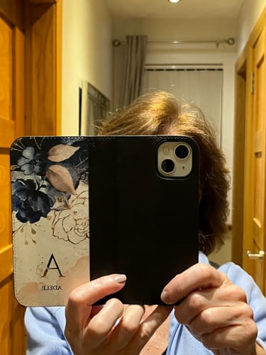 Customer photo review of Monogrammed Watercolour Flower Elements Vegan Leather Flip iPhone Case