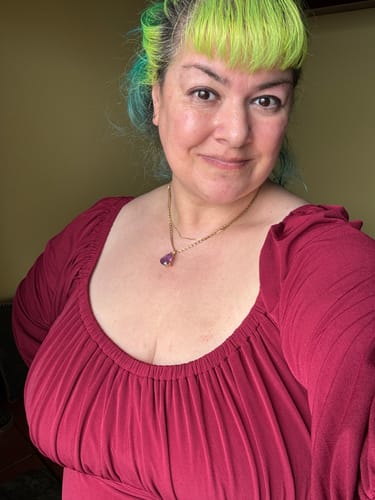 Customer photo review of PRE-ORDER - Vacation Blouse in Dark Rose Red - Vixen by Micheline Pitt