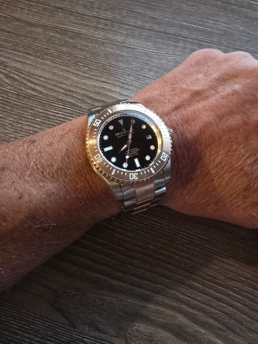 Customer photo review of Oceaneva Men's Deep Marine Explorer III 3000M Pro Diver Watch Black Dial Rose Gold