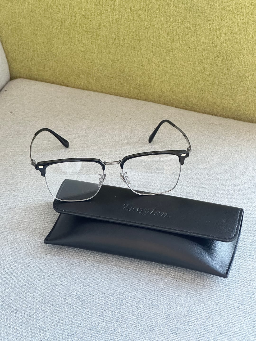Customer photo review of George | Browline Flip-up Magnetic Clip-on Eyeglasses Sunglasses | ZanyLen Best Sellers