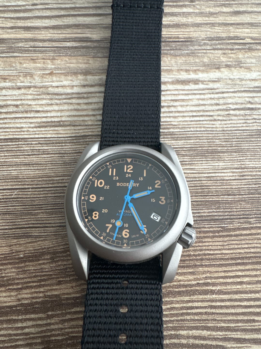 Customer photo review of VOYAGER - 100M Waterproof Titanium Automatic Field Watch | Vintage Noir