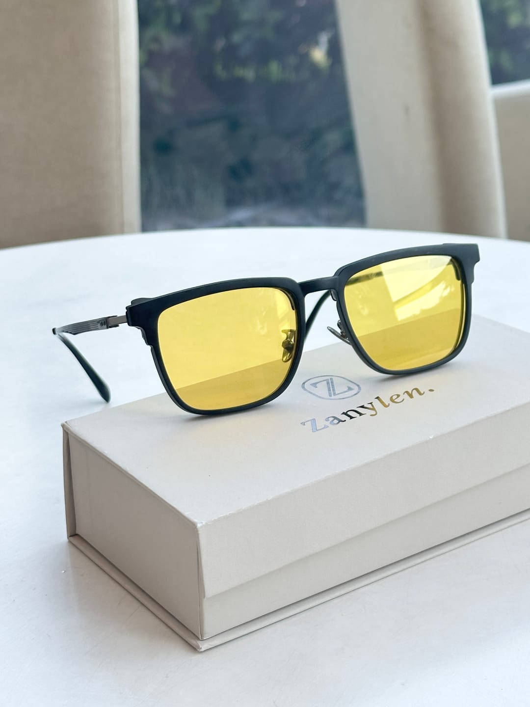 Customer photo review of George | Browline Flip-up Magnetic Clip-on Eyeglasses Sunglasses | ZanyLen Best Sellers