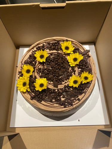 Customer photo review of double chocolate cake