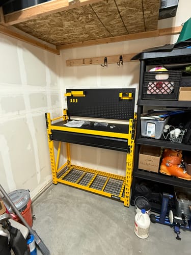 Customer photo review of DeWalt Shelving 2-Shelf Industrial Storage Rack Work Station Kit 50" W x 18" D 48" H