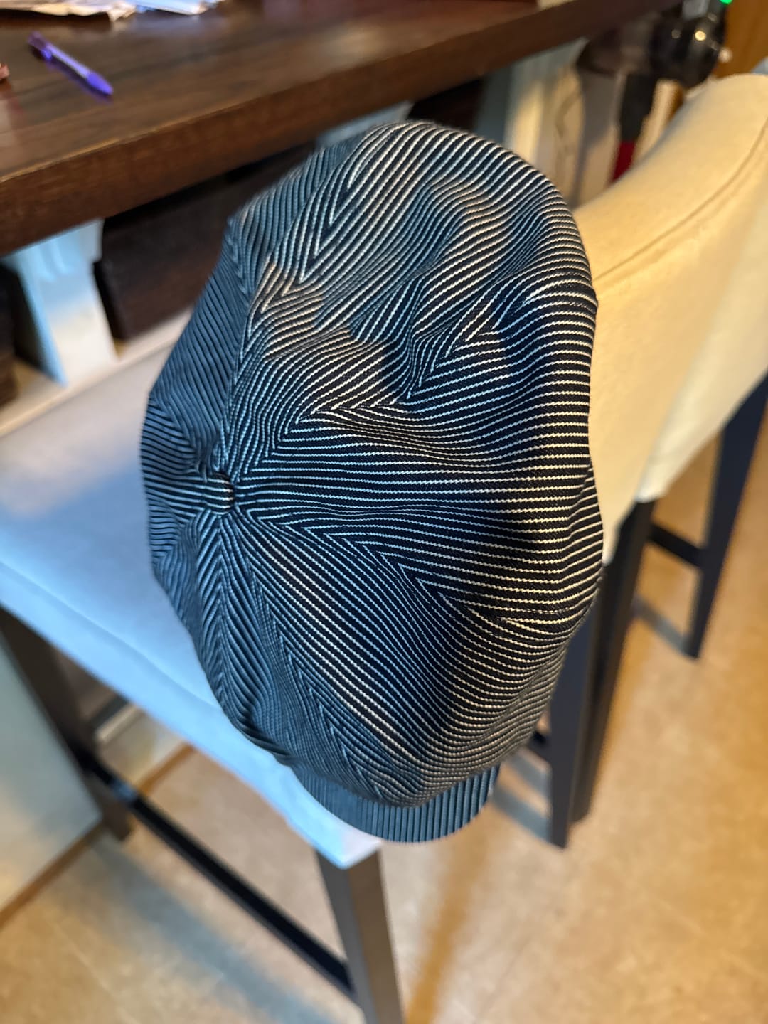 Customer photo review of Striped Denim Newsboy Cap