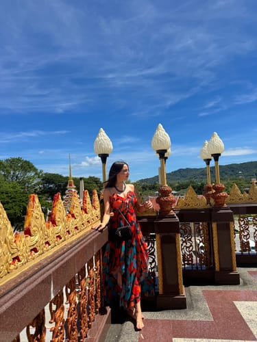 Customer photo review of Loving Moment Gradient Unique Print Flowing Layered Ruffles Strapless Slit Maxi Dress