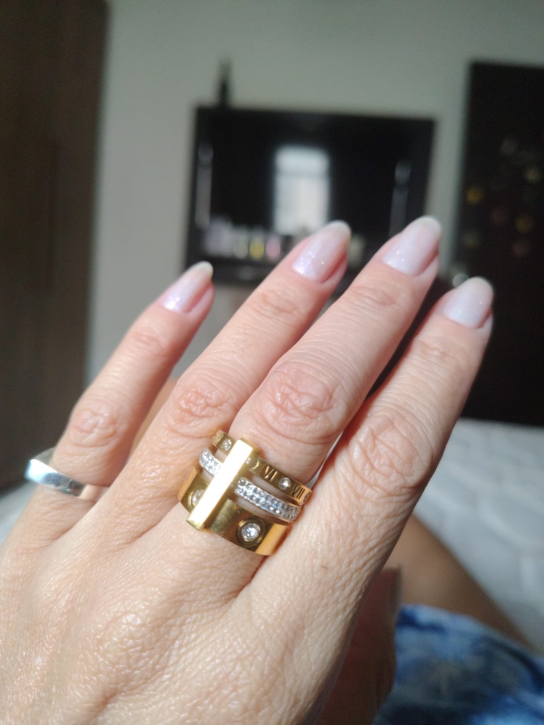 Customer photo review of Anel Triplo Glamour Banhado em Ouro 18k