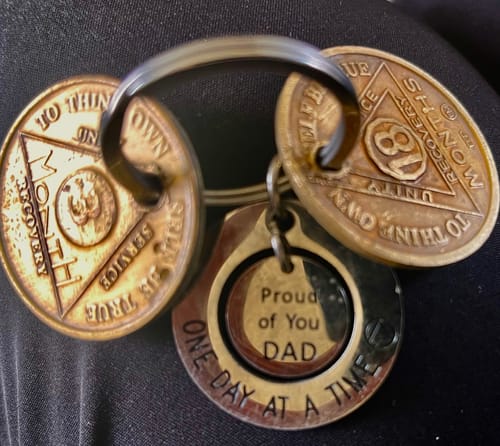 Customer photo review of Recovery Mint Bronze AA Meeting Chips - Newcomer Coins - 24 Hours Sobriety Tokens