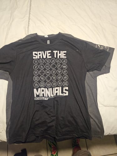 Customer photo review of 80Eighty® Save The Manuals Shirt