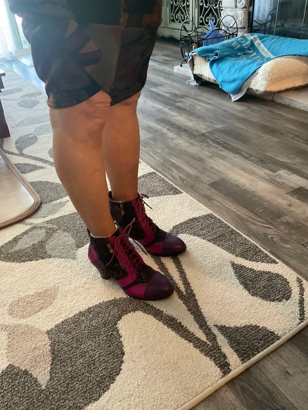 Customer photo review of Retro Handmade Leather Patchwork Ankle Boots