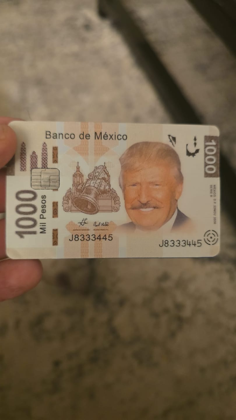 Customer photo review of Trump Banco de Mexico Credit Card Skin Decal