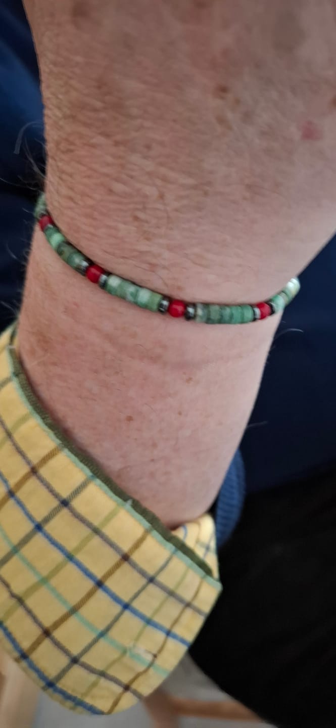 Customer photo review of Olivenorma Green Aventurine Hematite Red Coral Beads Bracelet