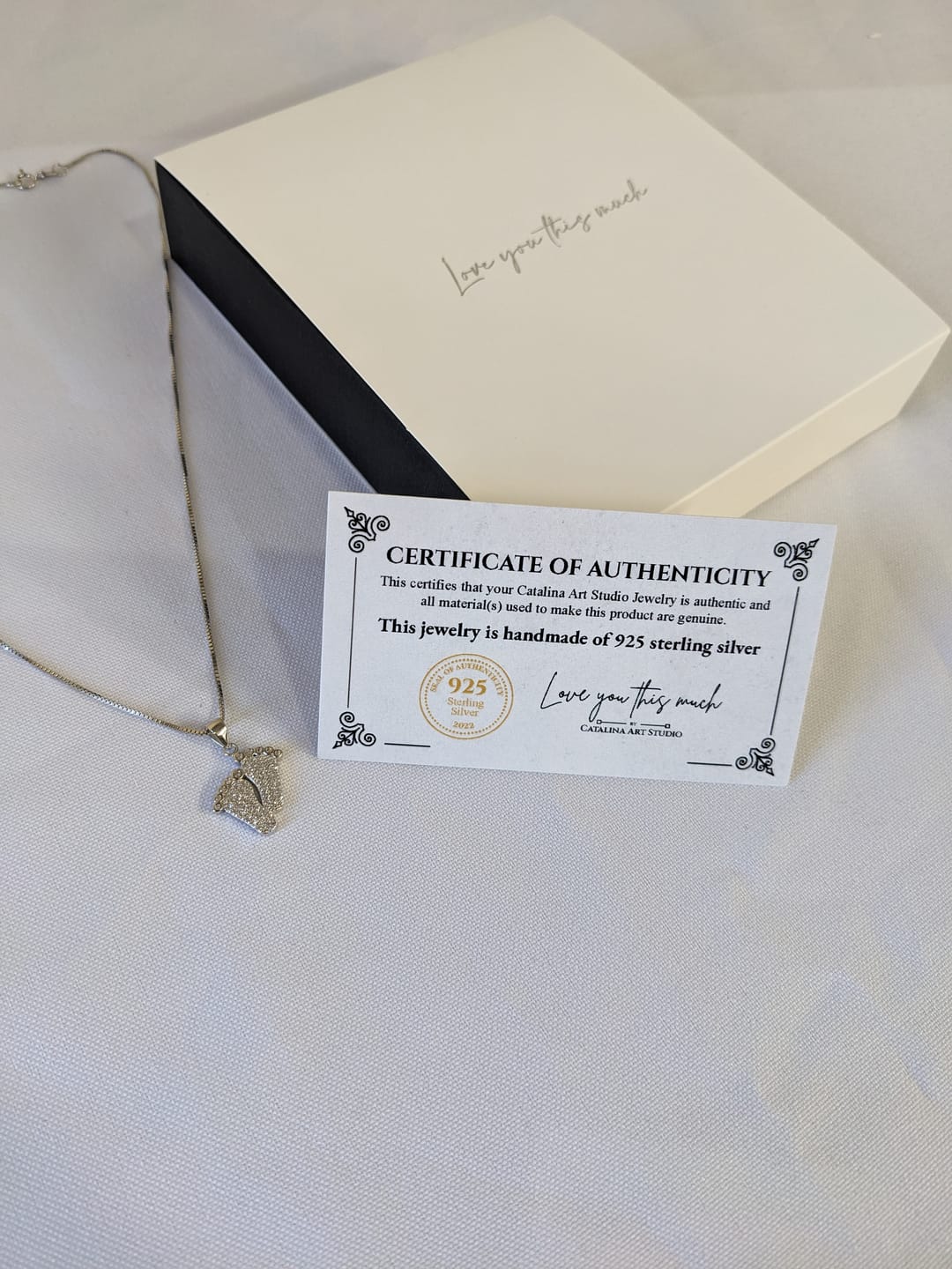 Customer photo review of (Almost Sold Out) Bump to Mom Tiny Steps Necklace