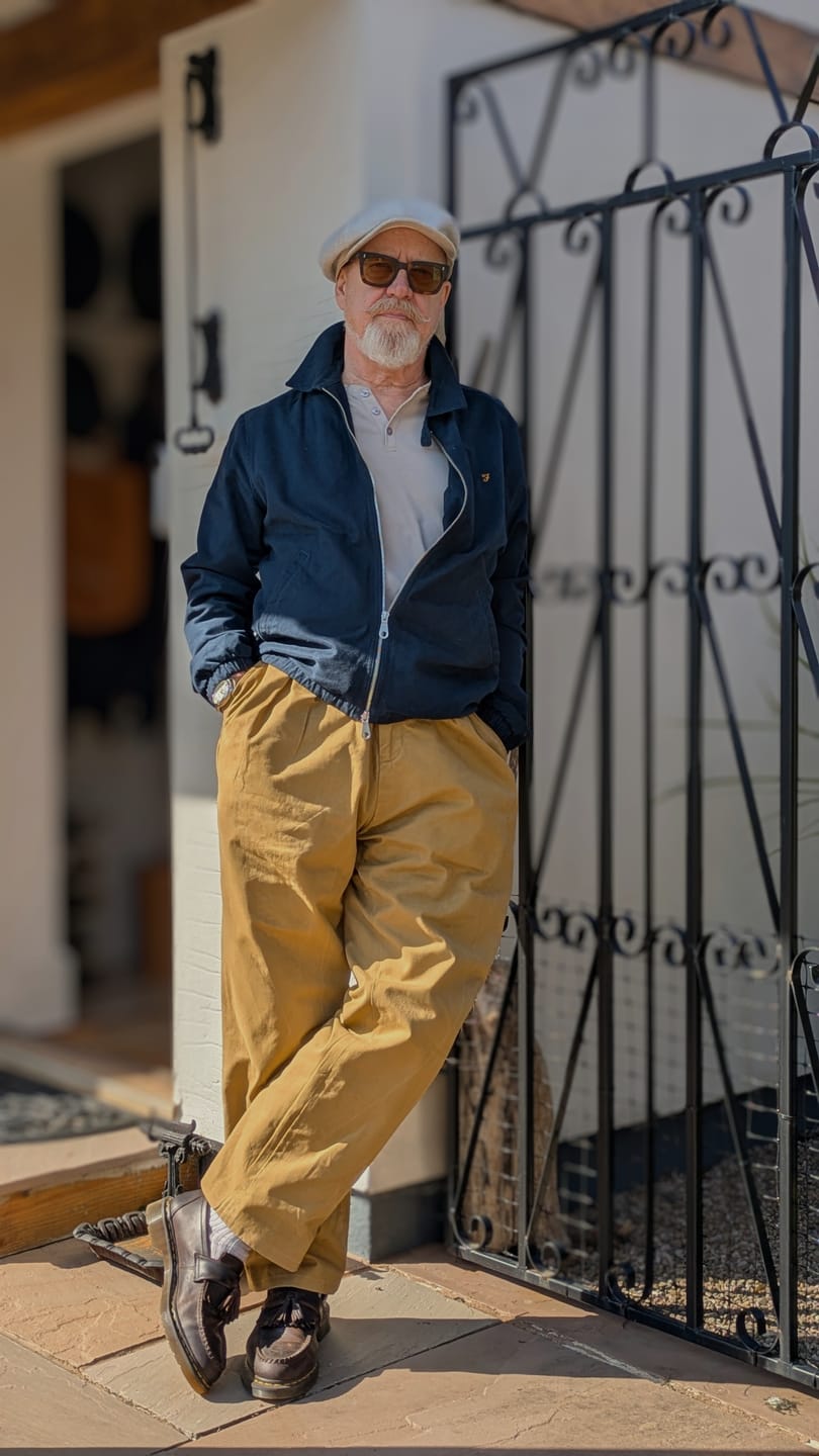Customer photo review of 1930s IVY Style Double Pleated Chino Trousers - Yellow