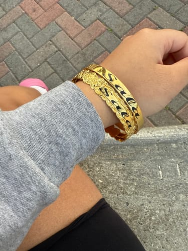 Customer photo review of Hali'a Heirloom Personalized Bangle